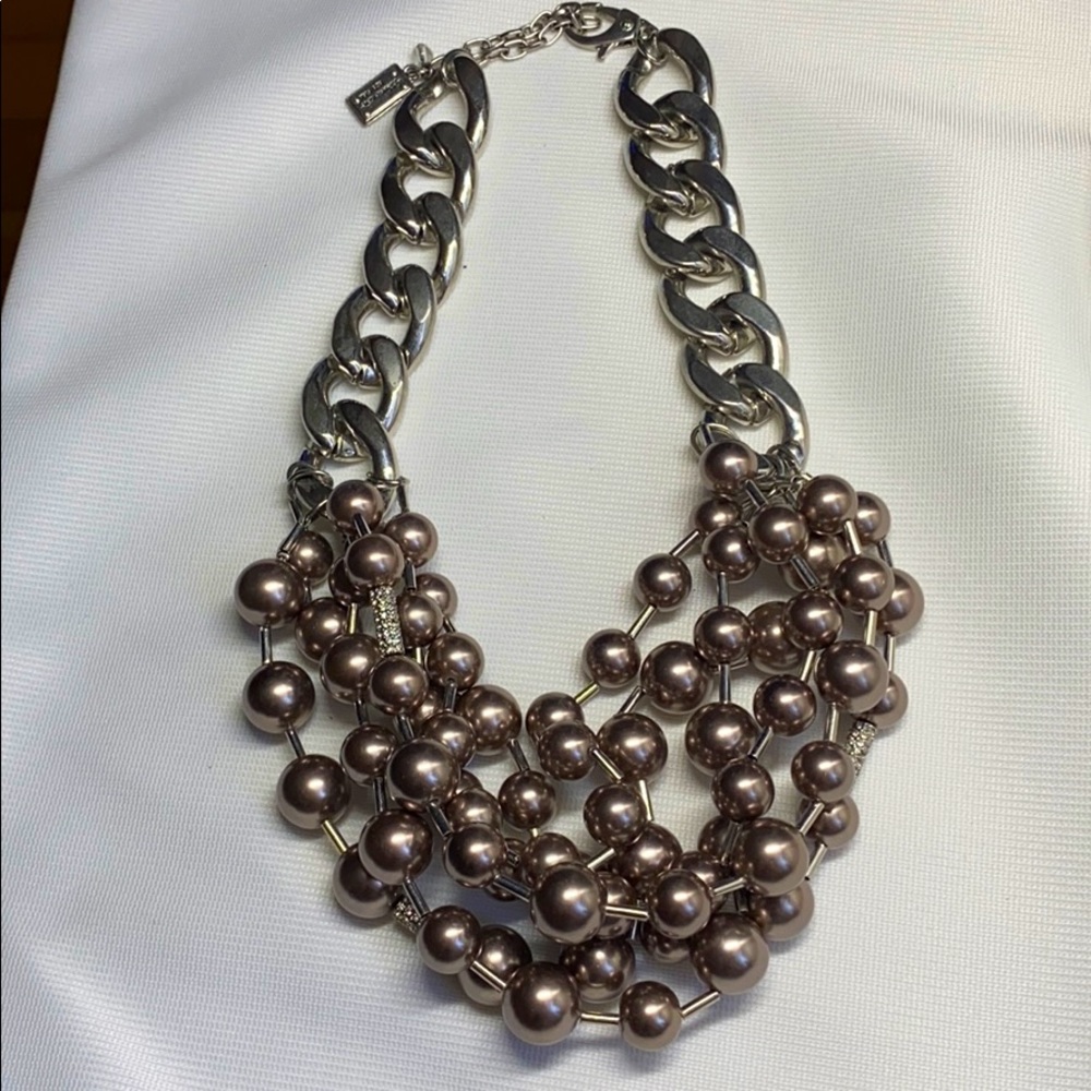 Kenneth Cole taupe pearl layered necklace.